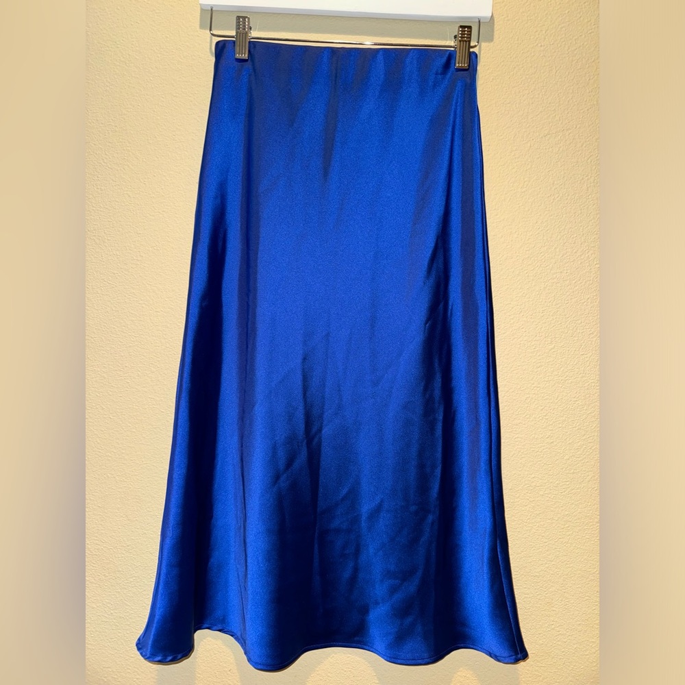 ROYAL BLUE RENEE C MIDI SLIP SKIRT